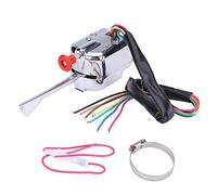 Hlyjoon 12V Universal Street Hot Rod Chrome Column Mount Turn Signal Switch - Push Button Actuator - Manual Operation - Silver