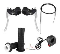 Hlyjoon 1Pair Motorcycle Kill Switch Throttle Handle Grips with Throttle Clamp Cable Aluminum Alloy 7/8in 22mm Antiskid Moto Handlebar Antislip Motorbike Brake Levers Kit for Pocket Bike Mini Moto