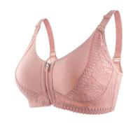 HLYLDL Bras for Older Women Zip Front Sport Bra Plus Size Wirefree Cotton Bra Full Coverage T-Shirt Shaping Bra