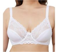 HLYLDL Ultra Soft Lace Bras for Women Plus Size Full Coverage Bras Underwire Bra for Heavy Breast White