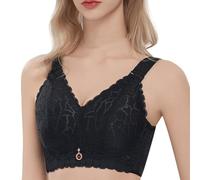 HLYLDL Women Ultra Soft Lace Bras Full Coverage No Underwire Plus Size Bra, Lifting Comfort Bra for Everyday Wear. Black