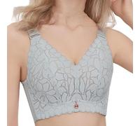 HLYLDL Women Ultra Soft Lace Bras Full Coverage No Underwire Plus Size Bra, Lifting Comfort Bra for Everyday Wear. Light Blue