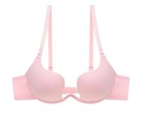 HLYLDL Women's Deep U Multi-Way Underwire Push Up Convertible Low Cut Plunge Bra Everyday Seamless Pink