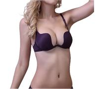 HLYLDL Women's Deep U Multi-Way Underwire Push Up Convertible Low Cut Plunge Bra Everyday Seamless Purple