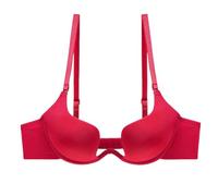 HLYLDL Women's Deep U Multi-Way Underwire Push Up Convertible Low Cut Plunge Bra Everyday Seamless Red