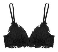 HLYLDL Women's Lace Bra Triangle Bralette with -Cup lace Overlay Wireless Bras, Comfortable Everyday Bras Black