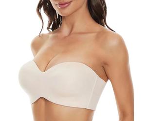 HLYLDL Women's Strapless Removable Strap Bra Non-Slip Silicone Seamless Bandeau Bra Comfortable Stretchy Non Padded Wirefree Bras Tops White