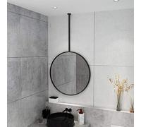 HLYT-0909 Round Mirror For Ceiling Hanging, Vanity Mirror Large Circle Wall Mirror with Ceiling-mounted Boom, Metal Framed Decorative Hanging Mirror, Black (Size : Diameter-60CM/23.6INCH)