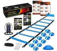 HLYWEI Speed Agility Training Set, Includes 1 Agility Ladder, 4 Steel Stakes, 1 Sports Headband, 1 Jump Rope, 10 Disc Cones and Gym Carry Bag - Speed Training Equipment for Soccer Football Basketball