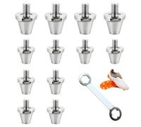 HLziy 12 PCS Metal Football Studs, Aluminium Rugby Boot Studs Replacement, M5 11mm/13mm with Wrench Silver