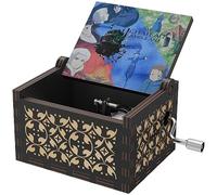 HLZK Howl's Moving Castle Wood Music Box,Anime Theme Music Merry Go Round of Life Wooden Hand Cranked Musical Boxes New Year Birthday Gift (Black1)