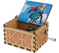 HLZK Howl's Moving Castle Wood Music Box,Anime Theme Music Merry Go Round of Life Wooden Hand Cranked Musical Boxes New Year Birthday Gift (Wood1)