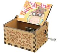 HLZK You are My Sunshine Bear Wood Music Boxes,Wooden Hand Crank Engarved Antique Musical Box Gift for Children/Friends/Lovers/Mother,Valentine/Birthday/Christmas Day Presents (Wood-Bear)
