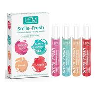 HM - Dry Mouth Fun 4 Flavoured Spray - Peach, Bubble Gum, Cotton Candy & Apple - Alcohol Free, Instantly Hydrate & Moisturize, Ph Balanced, Promotes Saliva Production & Soothes Pack of 4 x 0.33 oz