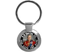 HM King Charles 111 Souvenir Luxury Round Shaped Metal Keyring In A Gift Box