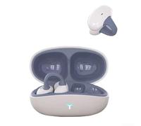 HM20 Open Ear Wireless Headphones 5.3 Ear Clip Style for Smartphone Compatibility Handsfree Calling 9D Sound USB-C Charging Long Life (White)