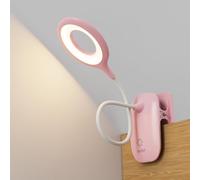 HMAKGG Kids Reading Light Clip On Bed, USB Rechargeable Clip On Bedside Light, Eye Caring Reading Lamp, 3 Colour & 10 Touch Dimmable Brightnes, 360° Flexible Desk Lamp for Study, Gaming, Pink