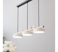 HMASNSEIY 3 Light Modern LED Linear Pendant Light for Dining Room Table Dimmable Long Strip LED Chandelier Nordic Bird Decorate Wood Ceiling Hanging lamp for Kitchen Island Farmhouse Hallway