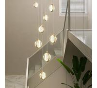 HMASNSEIY Ceiling Lamp Pendant Light Stair Lamp Chandelier Glass Ball Led Chandelier, Staircase Pendant Light Long Hanging Lights Adjustable Length Stairwells and Livin,5 heads-6 heads(8
