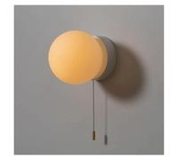 HMASNSEIY Nordic Classical Mid Century Decoration Modern Black White Wall Sconce Globe Indoor Wall Light Pull Chain Hard Wired Frosted Ball Milk Glass Wall Mount Lamp