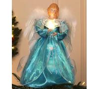 HMASYO Christmas Tree Topper Angel with Timer Lights, 32 cm Angel Tree Toppers with White Feather Wings, Star Light, Remote Control and USB Power Xmas Treetop Decor for Indoor Office Holiday Party