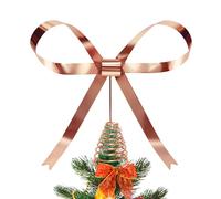 HMASYO Christmas Tree Topper Bow, 10.5 Inch Rose Gold Metal Bow Tree Topper with Spiral Base for Holiday Xmas Party Christmas Tree Top Ribbon Decorations (Rose Gold)