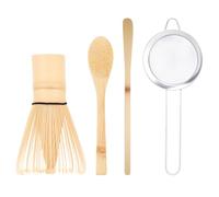 HMAZAE Matcha Whisk Set, 4-Pack Matcha Kit Accessory with 100-Prong Handmade Bamboo Chasen Wisk Mixer, Scoop, Spoon, and Sifter, Perfect for Making Ceremonial Macha Tea, Gift for Mocha Lovers