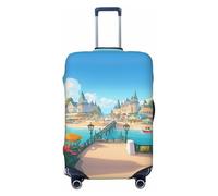 Hmbgfw A Joyful Holiday By The Seaside Travel Luggage Cover Suitcase Protector Fits 18-32 Inch Suitcase Travel Accessories, Black, L