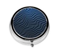 HMBGFW Blue wave pattern Pill Storage Box - Compact 3-space - portable circular metal pill box - perfect for travel、wallet or pocket use