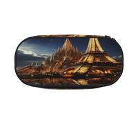 HMBGFW Cathedral of the Holy Family and Eiffel Tower Cute Pencil Case-Pink and Black Pencil Bag, Full Print Design, 300D Oxford Cloth