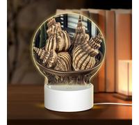 HMBGFW Conch in a tub Frame Round Acrylic Night Light, Nightlights with 3 Light Modes,USB Port, Perfect for Bedrooms and Bathrooms