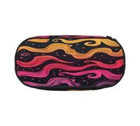 HMBGFW Curved stripe shape Cute Pencil Case-Pink and Black Pencil Bag, Full Print Design, 300D Oxford Cloth