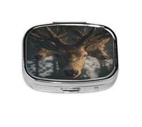 HMBGFW Deer Head Travel Pill Organizer, Compact Pill Boxwith 2 Compartments, Portable Medicine Organizer