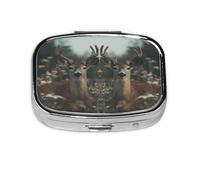 HMBGFW Deer In The Jungle Travel Pill Organizer, Compact Pill Boxwith 2 Compartments, Portable Medicine Organizer