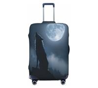 HMBGFW Durable Luggage Cover, Suitcase Covers For Luggage, Luggage Protector With Full Print Design, Ideal For Travel Volcano, The Wolf On A Full Moon Night, S