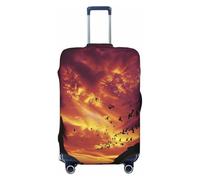 HMBGFW Durable Luggage Cover, Suitcase Covers For Luggage, Luggage Protector With Full Print Design, Ideal For Travel Volcano, The Sky Is Filled With Rosy Glow, S