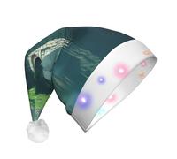 HMBGFW Floating Castle Luminous LED Christmas Hat for Adults Long Santa Hat with Flashing Lights, Perfect for Festive Parties