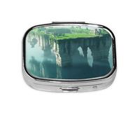 HMBGFW Floating Castle Travel Pill Organizer, Compact Pill Boxwith 2 Compartments, Portable Medicine Organizer