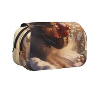 HMBGFW Flying Santa Cute Big Capacity Pencil Pen Case Office Large Storage High Capacity Bag Box Organizer