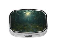 HMBGFW Forest Trail Travel Pill Organizer, Compact Pill Boxwith 2 Compartments, Portable Medicine Organizer