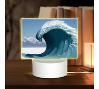 HMBGFW Giant Monsters in The Waves Rectangle Acrylic Night Light, Nightlights with 3 Light Modes,USB Port, Perfect for Bedrooms and Bathrooms
