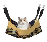 HMBGFW Golden Wave Reversible Cat Hanging Hammock Soft Breathable Pet Cage Hammock with Double Sided Hanging Bed for Small Dogs Rabbits