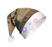 HMBGFW Mexican Flag Luminous LED Christmas Hat for Adults Long Santa Hat with Flashing Lights, Perfect for Festive Parties