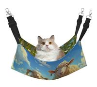 HMBGFW Mother Sheep and Little Sheep in The Meadow Reversible Cat Hanging Hammock Soft Breathable Pet Cage Hammock with Double Sided Hanging Bed for Small Dogs Rabbits