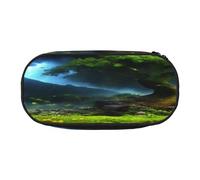 HMBGFW Mountain Forest in the Rain Cute Pencil Case-Pink and Black Pencil Bag, Full Print Design, 300D Oxford Cloth