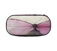HMBGFW Pretty Butterfly Cute Pencil Case-Pink and Black Pencil Bag, Full Print Design, 300D Oxford Cloth