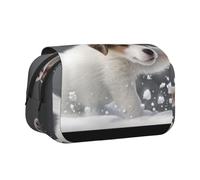 HMBGFW Puppy playing in the snow Cute Big Capacity Pencil Pen Case Office Large Storage High Capacity Bag Box Organizer