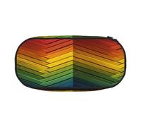 HMBGFW rectangular color blocking chart Cute Pencil Case-Pink and Black Pencil Bag, Full Print Design, 300D Oxford Cloth