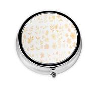 HMBGFW Strange flower patterns Travel Round Pill Organizer, Compact Daily Medicine Organizer, Portable Metal Pill Box with 3 Compartments