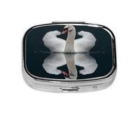 HMBGFW Swan'S Love Travel Pill Organizer, Compact Pill Boxwith 2 Compartments, Portable Medicine Organizer